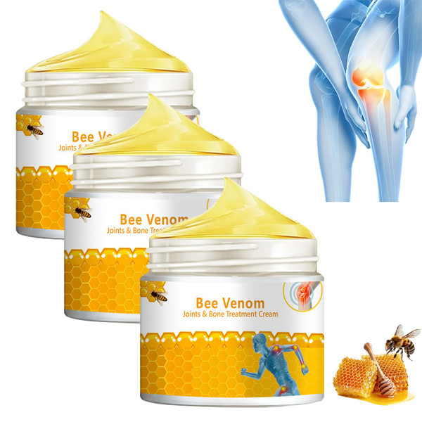 warmow 3 PCS Bee Venom Joint and Bone Therapy Cream, New Bee Venom Gel, Specializes in Muscle Soothing, for All Parts of The Body, for Men & Women