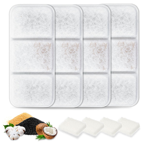 Cat Water Fountain Filter, Pet water Filter,4 Piece Pet Fountain Filter Replacement for W4