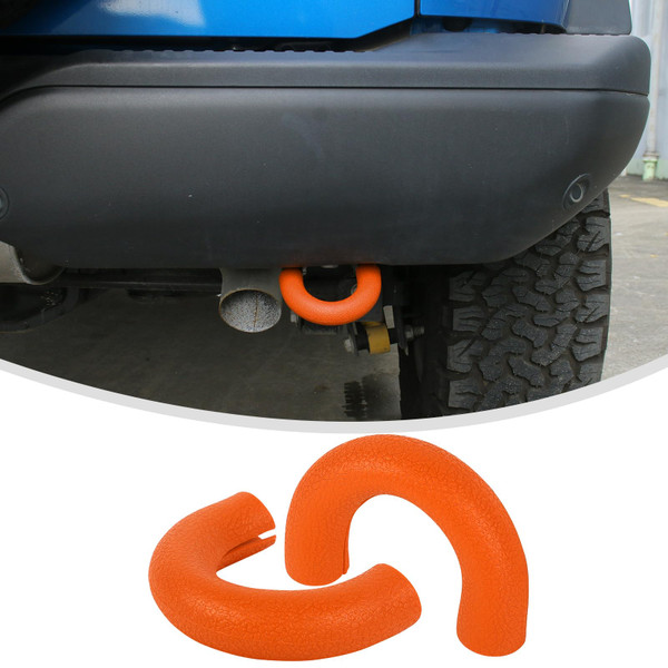 Linskip Tow Hook D Ring Covers Fit for 2021-2024 2025 Ford Bronco Accessories, Rear Bumper Tow Hook Rubber Sleeve Protectors for Bronco Raptor Accessories(Orange)