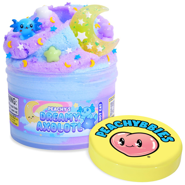 Peachybbies Dreamy Axolotl Cloud Slime - Made in USA Premium, 100% Authentic, 7 oz., Scented for Kids, ASMR, Axolotl Gifts, Slime Charms, Fidget Toys