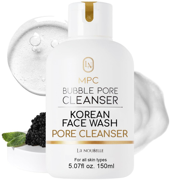 La Noubelle MPC Bubble Pore Cleanser, Korean Face Wash, Gentle Deep Pore Facial Cleanser with Caviar, Blackhead Makeup Remover, Pore Minimizer, Hydrating, Exfoliator, Oily, Dry Skin 5.07 fl oz La Noubelle MPC Bubble Pore Cleanser, Korean Face Wash, Gentle Deep Pore Facial Cleanser with Caviar, Blackhead Makeup Remover, Pore Minimizer, Hydrating, Exfoliator, Oily, Dry Skin 5.07 fl oz