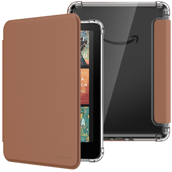 MoKo Case for All-New 7" Kindle Paperwhite 12th Generation 2024&Kindle Colorsoft Signature Edition 2024, Ultra Clear Soft Flexible Transparent TPU Back Cover Light Shell with Auto Wake/Sleep, Brown