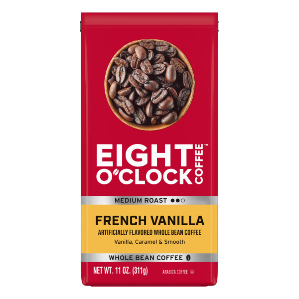 Eight O'Clock Coffee French Vanilla Whole Bean Coffee, Medium Roast, 11 Ounce (Pack of 6) - Smooth & Aromatic-1766095784
