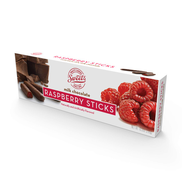 Sweet Candy Company Milk Chocolate Raspberry Sticks - Gourmet Chocolate Covered Sticks, Chocolate Fruit Flavored Sticks, Gift Idea for Holidays, Gluten Free, Kosher - 10.5 oz Box