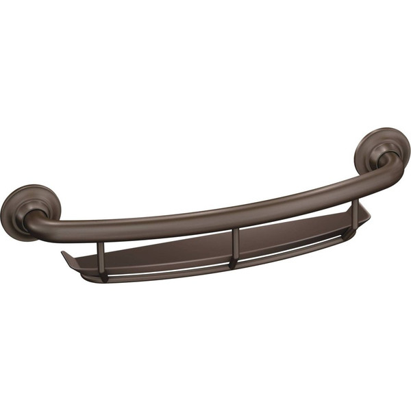 LR2356DOWB Moen LR2356DOWB Home Care 16-Inch Grab Bar with Shelf, Old World Bronze