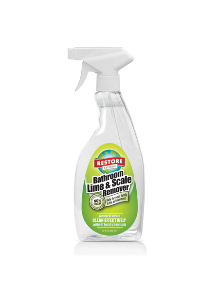 Restore Naturals Bathroom Lime and Scale Remover - 22 oz. - Bath Tub Cleaner | Hard Water Stain Remover | Soap Scum Remover for Shower | Bath room Cleaner Spray | Bathroom Descaler - 1 Pack