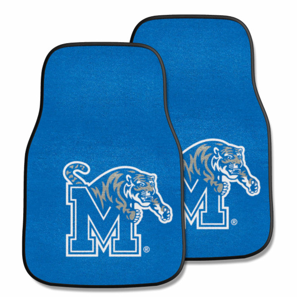 FANMATS 5455 Memphis Tigers Front 2-Piece Team Logo Carpet Car Mat Set, Front Row Automotive Floor Mats, Non-Slip Backing, Team Colors