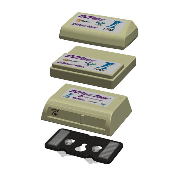 JL Safety EZ Pass-Mate Black - Toll Pass Holder for E-ZPass Mini & Flex, I Pass New and Old & FasTrak Flex CAV. Holder only. Fits Boxes Shown in Pictures. Patent Pending &. Made in USA.