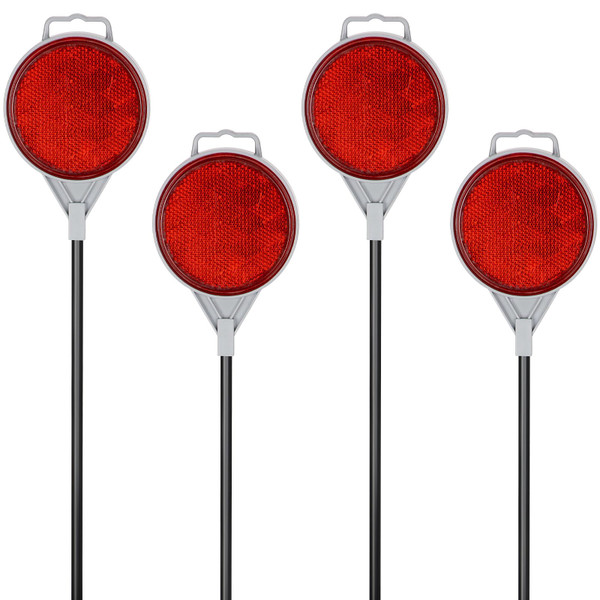JOYTUTUS Reflective Driveway Markers, 48.43 Inch Double Sided Driveway Reflectors, Snow Plow Markers, Fiberglass Pole Red Driveway Markers for Night and All-Weather (Pack of 4)
