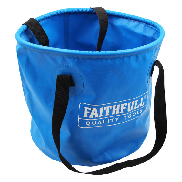 Faithfull Waterproof Collapsible Bucket – Lightweight PVC Container with Sturdy Handles & Compact Fold-Flat Design for Cleaning, Draining, Camping & Plumbing Tasks – 12L Capacity