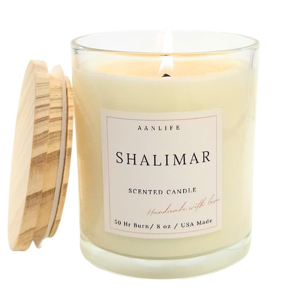 Scented Candle Shalimar –Our Version with Bergamot, Rose & Jasmine, Elegant Womens Fragrances, Gift for Women, Aesthetic Home Decor, Organic Coconut Wax Candle, Clean 50h Burn, USA