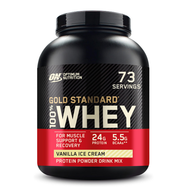 Optimum Nutrition Gold Standard 100% Whey Protein Powder, Vanilla Ice Cream, 5 Pound (Packaging May Vary) Optimum Nutrition Gold Standard 100% Whey Protein Powder, Vanilla Ice Cream, 5 Pound (Packaging May Vary)