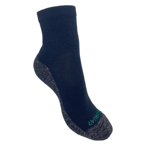 TRU47 Grounding & Earthing Products | Quarter Grounding Black Merino Wool Socks | Breathable Socks Made With 99.99% Pure Silver Thread (Medium, Quarter)