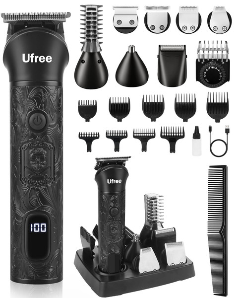 Ufree Beard Trimmer for Men, Electric Razor Shavers, Cordless Hair Clippers, 7 in 1 Beard Grooming Kit for Mustache, Body, Nose and Facial, Gifts for Men