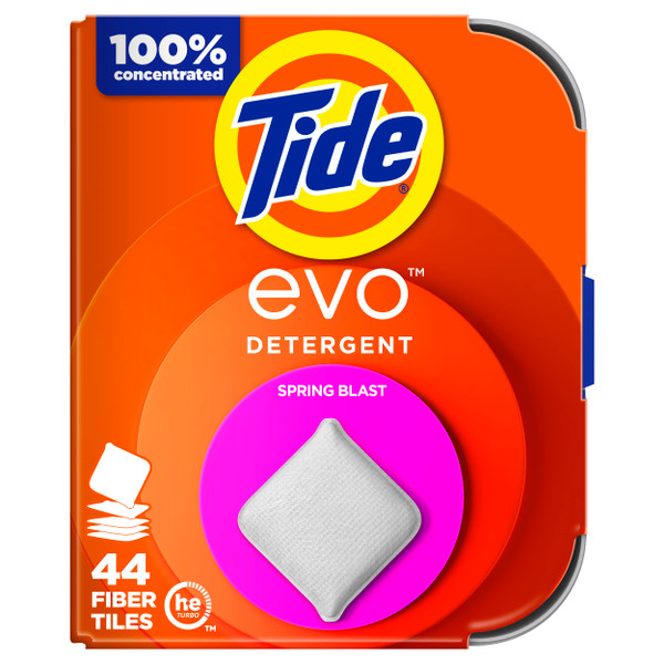 Tide evo Laundry Detergent Tiles, 44 CT, Spring Blast Scent, Laundry Sheet
