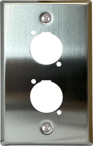 DIYTECH Blank XLR Wall Plate and XLR Panel Combo - Perfect for Professional Audio Setups in Studios, Theaters, and Conference Rooms - Easy to Install and Durable Design (2 Port Stainless Steel)