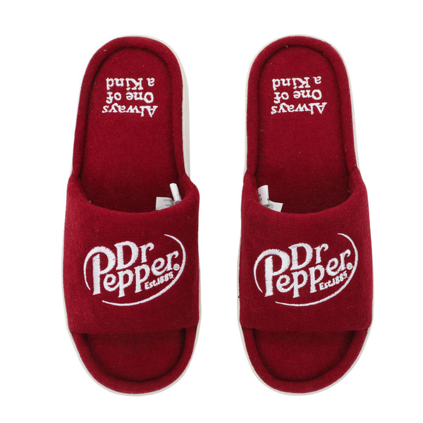 Bioworld Dr Pepper Always One Of A Kind Men's Red Slide Slippers -Small