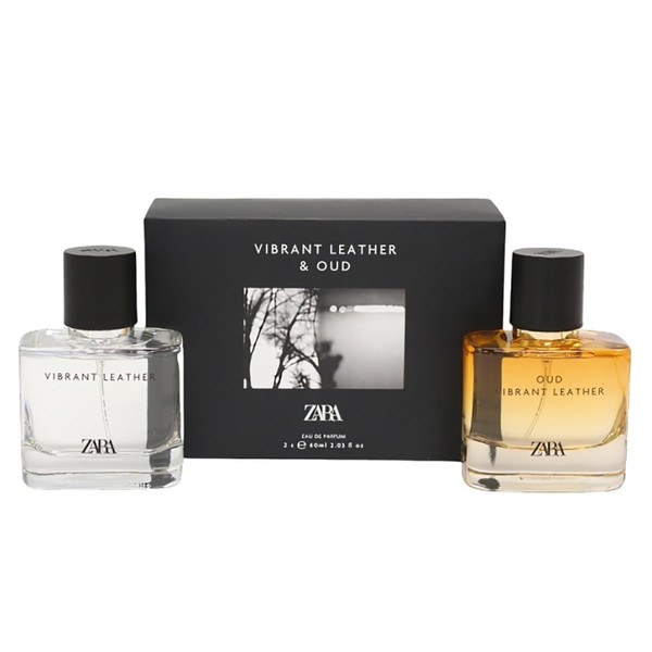 Zara Vibrant Leather and Oud Vibrant Leather Cologne for Men EDP Eau De Parfum Fragrance Set 2x 60 ML (2.03 FL. OZ)
