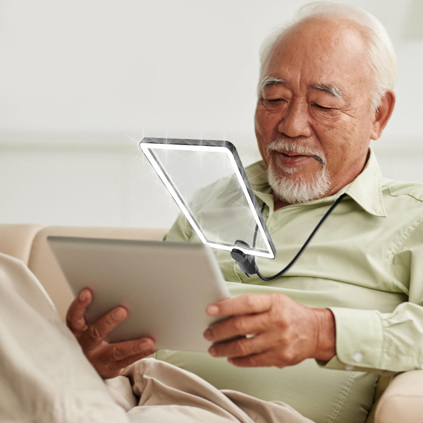 Hands Free 9.4"x6.7" Full-Page 5X Magnifying Glass for Reading, Large Lighted Magnifier with 50 LED Lights, Flexible Gooseneck Magnifier for Neck Wear Repair Sewing Low Vision Elderly