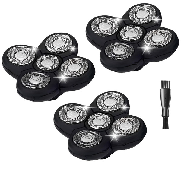 Head Shaver Replacement Blades Compatible with Freedom Grooming Bald Head Shaver,5 Blades Refills Shavers Heads for Shaving Bald Men,Replacement Blade Compatible with Flex Series Shaving Kit,3Packs.