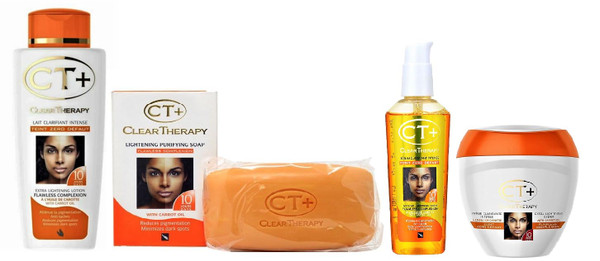 CT+ Clear Therapy Extra Lightening Skin Cream 6.76 & Lotion 8.45oz & Soap 6.17oz & Serum 2.37oz & Liner101 LPS40 Pencil & Sample Fragrance CT+ Clear Therapy Extra Lightening Skin Cream 6.76 & Lotion 8.45oz & Soap 6.17oz & Serum 2.37oz & Liner101 LPS40 Pencil & Sample Fragrance