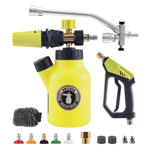 REALYOU Foam Cannon Kit with Pressure Washer Gun, Car Wash Foam Gun, 5 Pressure Washer Nozzle Tips, Dual-Connector Accessory