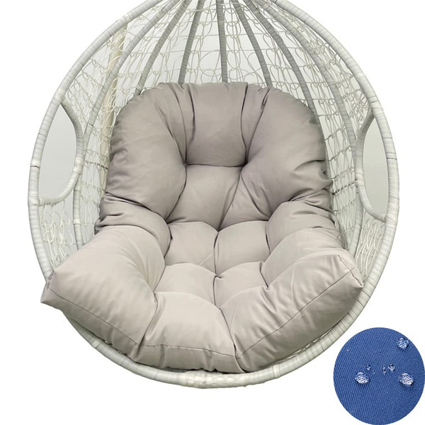 GPPSUNGD Hanging Egg Chair Cushion 47 X 35 in Waterproof Indoor/Outdoor Hammock Chair Cushion Washable Hanging Basket Seat Cushion (Without Chair) (Light Gray)