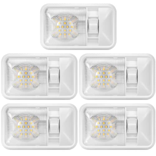 Kohree 12V Led RV Ceiling Dome Light 420LM, RV Interior Lighting Light Fixtures for Trailer Camper with Switch, Single Dome (Pack of 5, Natural White 4000-4500K)