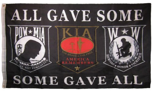 Moon 3x5 Pow Mia POWMIA KIA Wounded Warriors All Gave Some Some Gave All Flag 3x5 - Vivid Color and UV Fade Resistant - Prime Outside Garden Home Decor