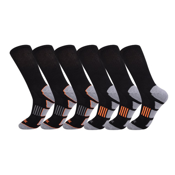 JOYNÉE Mens 6 Pack Athletic Cushion Crew Socks Performance Running Socks,Black 2,Sock Size:10-13