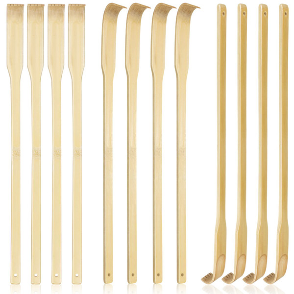 UPlama 12 PCS Natural Bamboo Back Scratcher Traditional Wooden Back Scratcher,Long Back Scratcher,Itching Relief and Body Massage for Men Women Children
