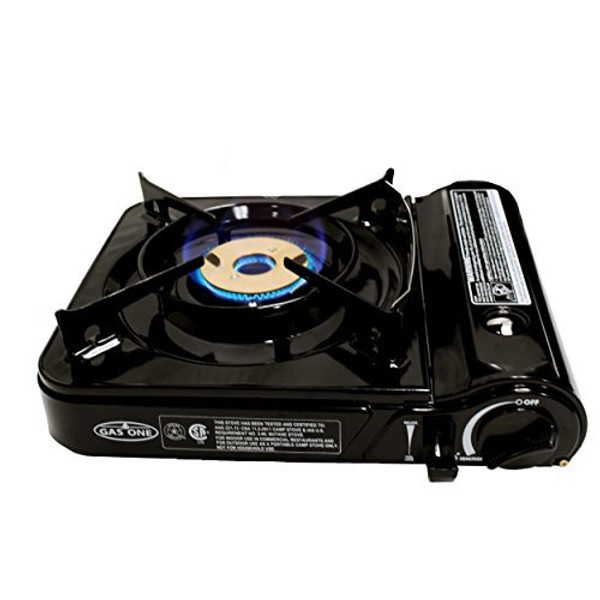 GAS ONE GS-3800DF Dual Spiral Flame 11,000 BTU Portable Gas Stove with Heavy Duty Clear Carrying Case, CSA Listed , Black GAS ONE GS-3800DF Dual Spiral Flame 11,000 BTU Portable Gas Stove with Heavy Duty Clear Carrying Case, CSA Listed , Black