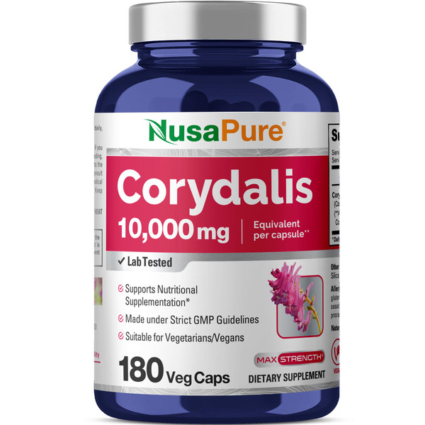 NusaPure Corydalis Root Extract 20:1 - Suitable for Vegetarian/Vegan, Non - GMO - 1000 mg - 180 Capsules