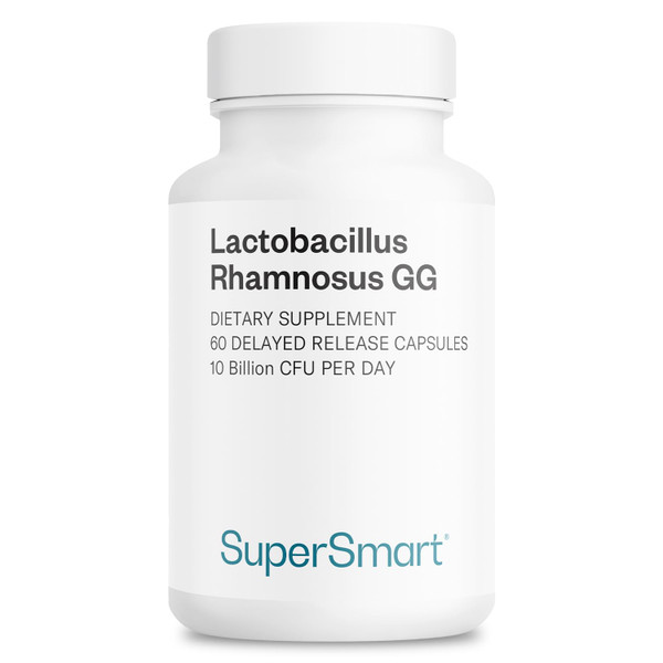 Supersmart - Lactobacillus Rhamnosus GG 10 Billion CFU per Day (LGG Probiotic with Inulin) - Digestive & Immune Support - Vaginal Flora Health | Non-GMO & Gluten Free - 60 DR Capsules