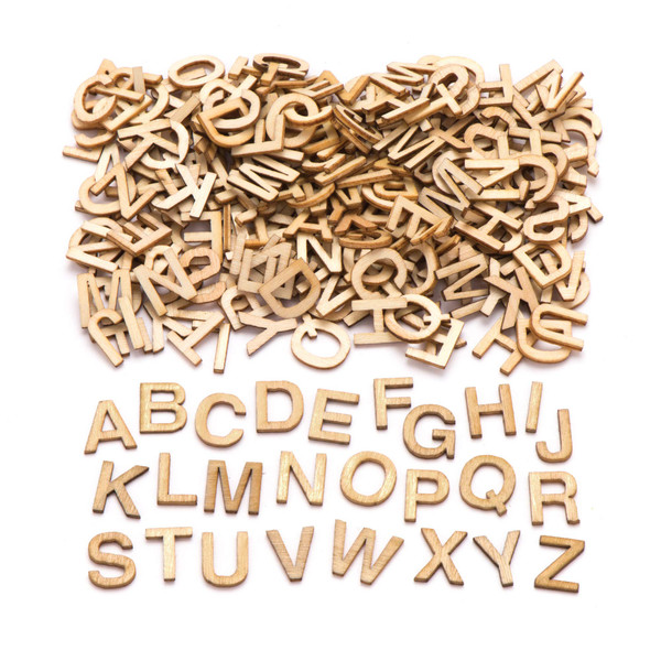 Baker Ross AW350 Mini Wooden Letters - Pack of 260, Plain Alphabet Scrabble Letters for Card Making, Scrapbooking, Schools and Arts and Crafts Supplies