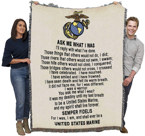 Pure Country Weavers US Marine Corps - Poem Blanket - Gift Military Tapestry Throw Woven from Cotton - Made in The USA (72x54)