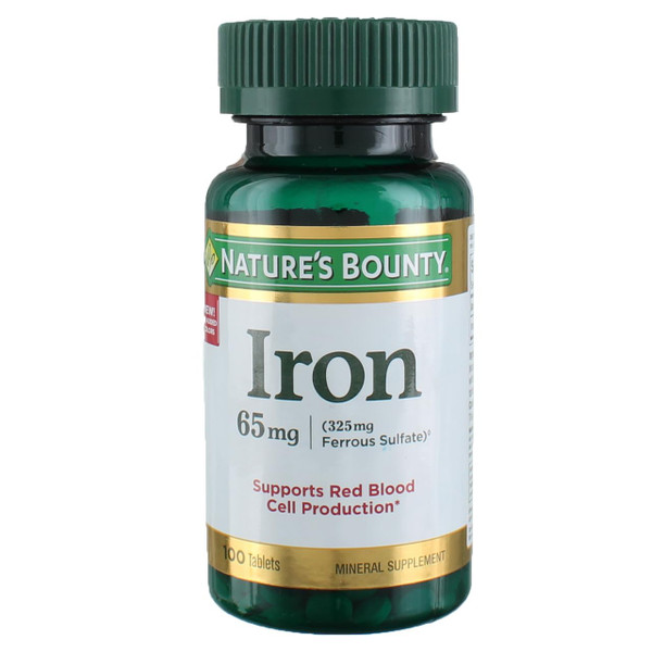 Nature's Bounty Iron 65 Mg. Ferrous Sulfate, 100-Count