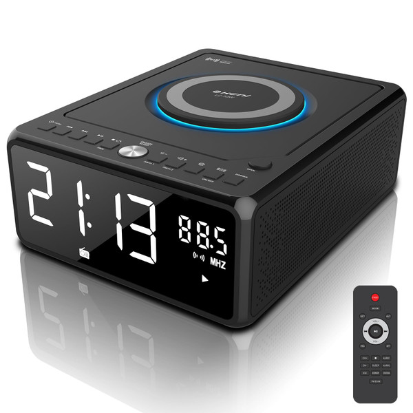 Gelielim CD Player Alarm Clock Radio Boombox with Remote, Bluetooth CD Players for Home, 10W Fast Wireless Charging,FM Radio CD Player, Support AUX/USB/Timer/Dimmer/Auto Time Setting, Large LCD Gelielim CD Player Alarm Clock Radio Boombox with Remote, Bluetooth CD Players for Home, 10W Fast Wireless Charging,FM Radio CD Player, Support AUX/USB/Timer/Dimmer/Auto Time Setting, Large LCD