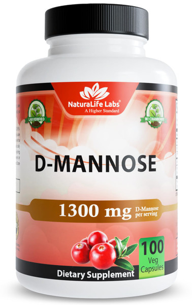 NaturaLife Labs Organic D-Mannose 1300 mg with Organic Cranberry Extract 100 mg per Serving – 100 Capsules – Non-GMO, Gluten-Free, Vegan NaturaLife Labs Organic D-Mannose 1300 mg with Organic Cranberry Extract 100 mg per Serving – 100 Capsules – Non-GMO, Gluten-Free, Vegan