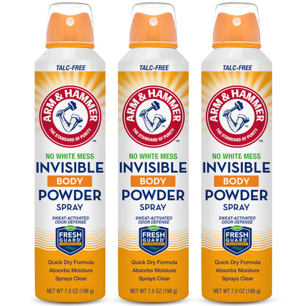 Arm & Hammer Invisible Body Powder Spray, Clear Talc-Free Body Odor & Sweat Control For Men & Women, Spray Body Powder For Women And Men, Arm And Hammer Body Spray Powder, 7 Oz (3 Pack) Arm & Hammer Invisible Body Powder Spray, Clear Talc-Free Body Odor & Sweat Control For Men & Women, Spray Body Powder For Women And Men, Arm And Hammer Body Spray Powder, 7 Oz (3 Pack)