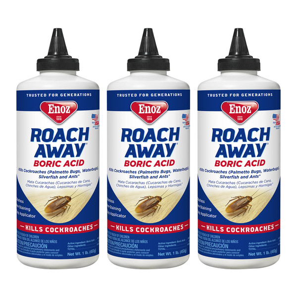 Enoz No Zone Roach Away Powder, Kills Cockroaches, Silverfish, and Ants (Pack of 3) Enoz No Zone Roach Away Powder, Kills Cockroaches, Silverfish, and Ants (Pack of 3)