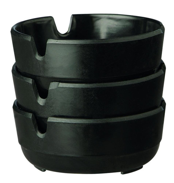 APS 576 Set of 3 Black Melamine Ashtrays Diameter 8 x 3 cm