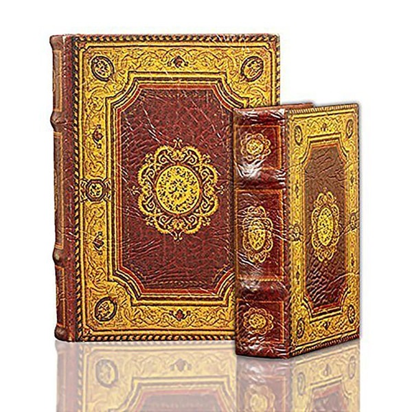 Marquis Pattern Antique Style Decorative Nesting Book Boxes Set of 2