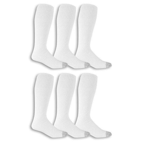 Fruit Of The Loom Men's 6 Pack Over The Calf Tube Socks, White, Sock Size:10-13/Shoe Size: 6-12