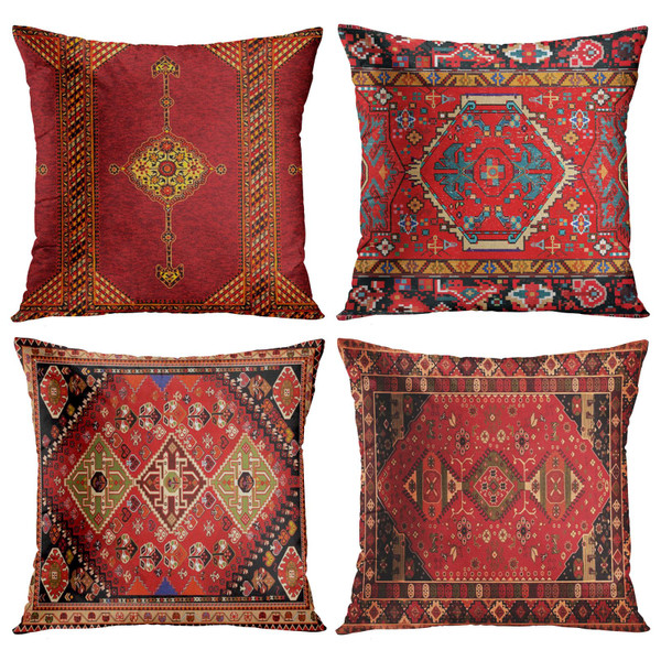 Britimes Throw Pillow Covers Geometric Kilim Moroccan Home Decor Set of 4 Oriental Ikat Pillow Cases Living Room Decorative 16 x 16 Inches Cushion Couch Sofa Pillowcases Colorful Red Tribal Britimes Throw Pillow Covers Geometric Kilim Moroccan Home Decor Set of 4 Oriental Ikat Pillow Cases Living Room Decorative 16 x 16 Inches Cushion Couch Sofa Pillowcases Colorful Red Tribal