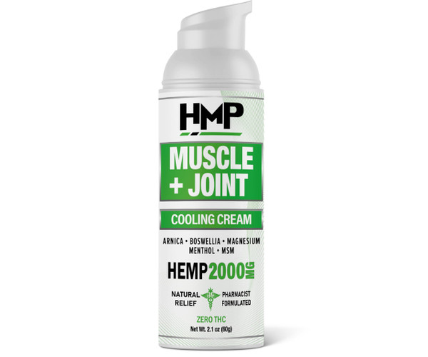HMP BRANDS Hemp Cream Muscle & Joint Support 2000MG Hemp Discomfort Relief Formula w Menthol Ideal for Knee Muscle Joint Back Shoulder Elbow Maximum Joint Support, Natural Formula Made in USA 2.1oz