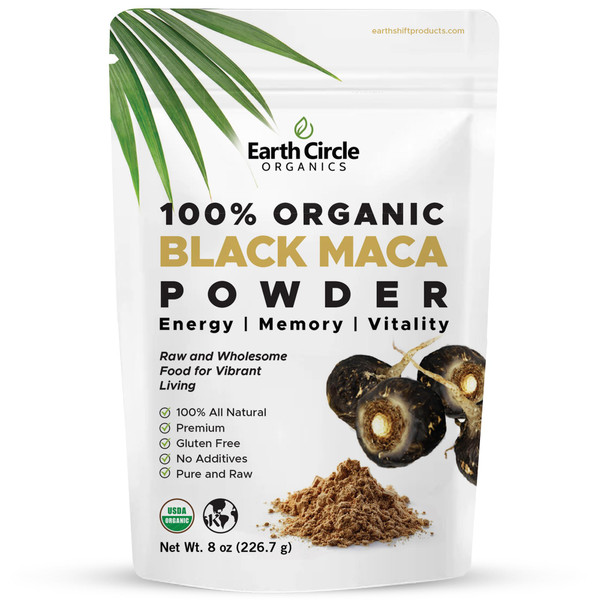 Organic Black Maca Peruvian Root Powder | Black Maca Root for Men | Natural Supplement | Essential Vitamins, Minerals & Fatty Acids Improved Energy | Immune Support (8oz, Pack of 1)