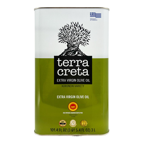 Terra Creta | Award Winning | Kolymvari Estates | 100% Pure Greek Olive Oil | Cold Extracted | Protective Designation of Origin | 3Ltr - (101.4 fl.oz) Tin