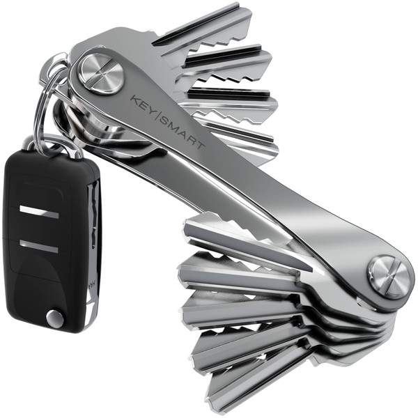 KEYSMART Key Holder for Keychain - Compact Key Organizer for Key Chain, Minimalist Clutter-Free EDC Keychains Key Ring, Titanium, 14 Keys