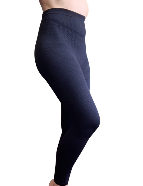 Bioflect® Compression Leggings with Bioactive Raised Massaging Knit - for Support and Comfort - Black XL